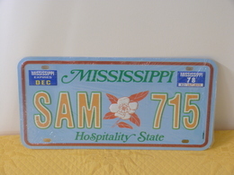 Plaque D'immatriculation "MISSISSIPPI" - Tin Signs (after1960)