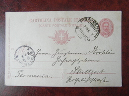 ITALIA ITALIE ENTIER POSTAL CENT DIECI HUMBERT 1er 1897 PISA GENOVA _ STTUGART - Stamped Stationery