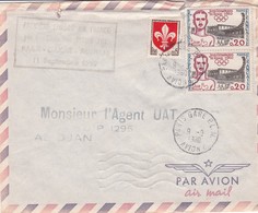 FRANCE 2 X 0.20 JEUX OLYMPIQUES ROME 1960 Jean Bouin + Flamme "1ère Liaison AIR FRANCE Paris-Dakar-Abidjan Boing 707" - Covers & Documents