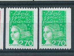 [23] Variété : N° 3100 Marianne De Luquet Vert Clair + Normal ** - Unused Stamps