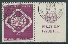 1951 NAZIONI UNITE NEW YORK USATO SOGGETTI DIVERSI 2 CENT CON APPENDICE Z12-7 - Used Stamps