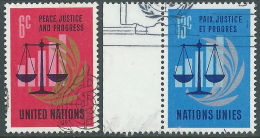 1970 NAZIONI UNITE NEW YORK USATO PACE GIUSTIZIA PROGRESSO - Z19-6-2 - Oblitérés