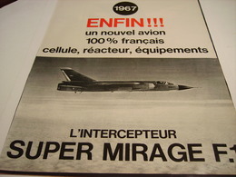 ANCIENNE PUBLICITE AVION SUPER MIRAGE F1 1967 - Advertenties