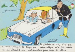 Métiers - Police Gendarmerie - Humour - Illustrateur Humoriste De Presse - Contravention Vitesse - Automobile - Police - Gendarmerie