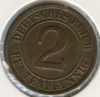 Allemagne Germany 2 Rentenpfennig 1924 G J 307 KM 31 - 2 Rentenpfennig & 2 Reichspfennig