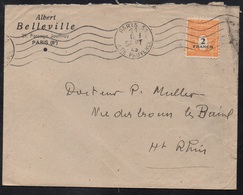 ARC DE TRIOMPHE - PHILATELIE / 1945 - 2 F. JAUNE SEUL SUR LETTRE DE PARIS POUR L'ALSACE (ref 4958) - 1944-45 Arc De Triomphe