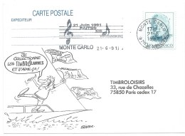 CARTE POSTALE / TIMBROFLAMMES / MONTE CARLO 1991 / FLAMME FAITES DE LA MUSIQUE - Brieven En Documenten