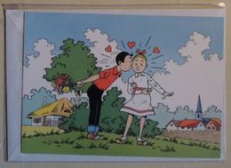 Postogram 89/J4 Bob Et Bobette - Suske En Wiske (Bande Dessinée, Cœur, Poupée, Fleurs, Champ, église, Toit En Paille ) - Postogram