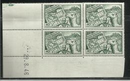 FEZZAN E GHADAMES 1946 TERRITORIO MILITARE CARTA E MEHARISTA F 40F QUARTINA BLOCK MNH - Unused Stamps