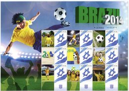 2014-ISRAEL-  FOOT BALL-BRAZIL 2014 -TIRAGE LIMITED -1 SHEET - M.N.H. -  LUXE ! - Unused Stamps (with Tabs)