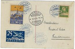 Carte De Suisse, Granges - Zurich, Le 13 / 04 / 1924, Via Flugpost, Avec Vignette - Marcophilie
