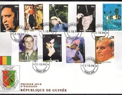 Guinea 1998, XXth Century, Chess, Pope J. Paul II, Elvis, Space, Mother Teresa, Golf, Cinema, 9val In FDC - Mother Teresa