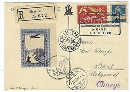 Carte De Suisse, Bâle - Schafhause, Le 1 / 7 1926, Chargé Recommandé Avec Vignette - Postmark Collection