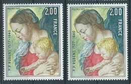 [21] Variété : N° 1958 Rubens Fond Jaune Absent (Dallay 1964a Cote 225 €) Signé R. Calves + Normal ** - Unused Stamps