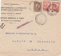 TUNISIE  Devant De Lettre Recommandée Cachet TUNIS COLIS POSTAUX 1928 Pour Sfax - Storia Postale