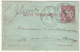 Carte Pneumatique Type Chaplain 30c Rouge Oblitérée Paris Boulevard Malesherbes 1903 - Neumáticos