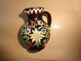 Vase Ancien Hauteur 8cm -decor Edelweiss Et Fleurs Des Montagnes - Altri & Non Classificati