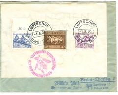 Germany Olympic Flight On Cover With On Board Cancel Luftschiff Hindenburg In Black With Olympic Stamps - Sommer 1936: Berlin