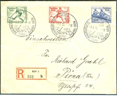 GERMANY Registered Cover Kiel1 B With Olympic Stamps And Olympic Cancel Kiel C Of 7.8.36-18 - Zomer 1936: Berlijn