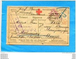 RUSSIE-Marcophilie-Guerre 1914-18-carte Réponse-P G-pour Autriche -cad  1917- - Croix Rouge