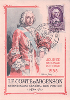 France Algérie, Carte Maximum, Journée Du Timbre Alger 14.3.1953, Le Comte D'Argenson (705) - Cartoline Maximum