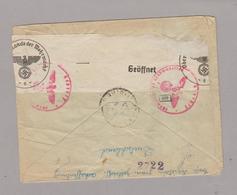 LSC Recommandé ASCHAFFENBURG Sur Timbres HITLER Lettre Pour Les Rairies (M&L) Avec Censure  - GEOFFNET - WW II