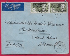 1938 Lettre Par Avion Déposée à PORT-GENTIL A.E.F. (Gabon) Pour 68 BATTENHEIM Haut-Rhin - Brieven En Documenten