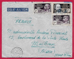 1938 Lettre Par Avion Déposée à PORT-GENTIL A.E.F. (Gabon) Pour 68 MULHOUSE - Affranchissement Composé - Lettres & Documents