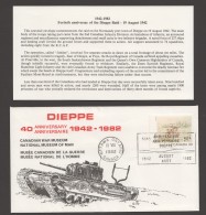 MILITARY - 1982 40th Ann Of Dieppe Raid   Special Cancel  With Insert - Commemorative Covers