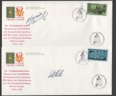 MILITARY -  Set Of 9 Covers Signed By Pilots Of The Snowbirds Aerial Acrobatics Squadrons  - 50th Ann Of WWII Victory - Commemorative Covers