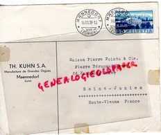 SUISSE - MAENNEDORF-ZURICH-RARE ENVELOPPE TH. KUHN S.A.-MANUFACTURE GRANDES ORGUES-PIERRE POINTU -PERUCAUD-SAINT JUNIEN- - Suiza