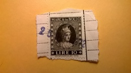 1945 LUOGOTENENZA  MARCA DA BOLLO SU FRAMMENTO 10 LIRE  CAT. UNIF. 155 - Revenue Stamps
