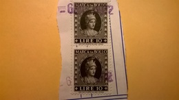 1945 LUOGOTENENZA  MARCA DA BOLLO SU FRAMMENTO 10 LIRE  CAT. UNIF. 155 - Revenue Stamps