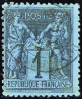 196 N°84 1c Noir Sur Bleu De Prusse (léger Défaut) Qualité:OBL Cote: 6000  - Other & Unclassified