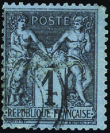197 N°84 1c Noir Sur Bleu De Prusse (défaut D'angle) Qualité:OBL Cote: 6000  - Other & Unclassified