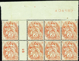 606 N°109 Bloc De 8 Timbres Millésime 5 Avec Essai De Numérotation Qualité:* Cote: .....  - Non Classés