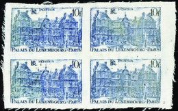 1124 N°760 10f Palais Du Luxembourg Bloc De 4 Imprimé Sur Tissu (cote Non Dentelé 3360) Qualité: Cote: 3360  - Non Classés