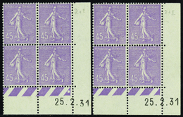 2084 N°197 45c Semeuse Lignée 25-2-31 Les 2 Galvanos Qualité:** Cote: 156  - Other & Unclassified