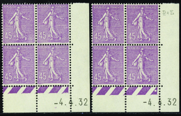 2085 N°197 45c Semeuse Lignée 4-4-32 Les 2 Galvanos Qualité:** Cote: 156  - Other & Unclassified