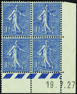 2092 N°205 1f Semeuse Lignée Bleu 19-7-27 Qualité:** Cote: 89  - Other & Unclassified