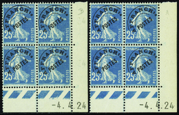 2276 N°56 A 25c Semeuse Bleu 4-4-24 Les 2 Galvanos Qualité:** Cote: 790  - Autres & Non Classés