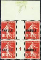 2422 N°18 10c Semeuse Rouge Bloc De 4 Ht De Feuille Mill1 (1ex*) Qualité:** Cote: 360  - Millesimi