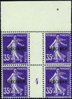 2427 N°66 35c Semeuse Violet Bloc De 4 Haut De Feuille Mill 4 Qualité:** Cote: 320  - Millesimi