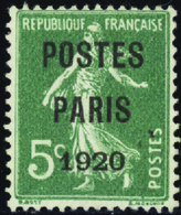 2534 N°24 5c Semeuse Vert "Postes Paris 1920" Qualité:(*) Cote: 170  - Autres & Non Classés