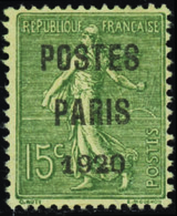 2536 N°25 15c Semeuse Lignée "Postes Paris 1920" Qualité:(*) Cote: 125  - Sonstige & Ohne Zuordnung