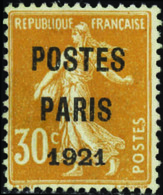 2540 N°29 30c Semeuse Orange "Postes Paris 1921" Qualité:(*) Cote: 80  - Autres & Non Classés