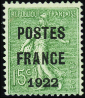 2547 N°37 15c Semeuse Lignée "Postes France 1922" Qualité:(*) Cote: 700  - Andere & Zonder Classificatie