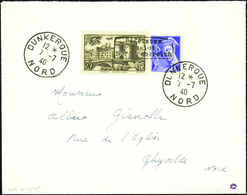 2801 N°407 + 445  10c Mercure + 90c Verdun Surch Dunkerque Lettre Qualité:OBL Cote: .....  - War Stamps