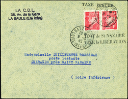 2805 N°514 1f Pétain X2 Surch Libération Sur Lettre Obl Batz 9-5-45 Qualité:OBL Cote: 250  - War Stamps