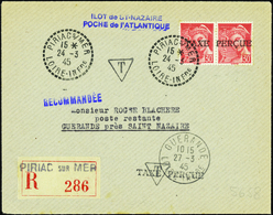 2807 N°547 30c Mercure Paire Surch Taxe/lettre Obl Piriac24-3-45 Qualité:OBL Cote: 300  - War Stamps